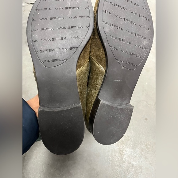 Via Spiga Monk Strap Loafer Flats Pointed Olive Green Suede Leather Size 8 - Picture 5 of 11